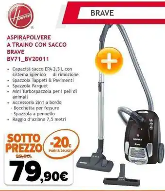 Expert Hoover Aspirapolvere a Traino con Sacco Brave BV71-BV20011 offerta