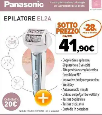 Expert Panasonic Epilatore EL2A offerta