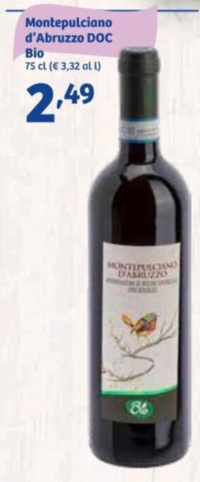 In'S Mercato Montepulciano d'Abruzzo Doc Bio 75 cl offerta