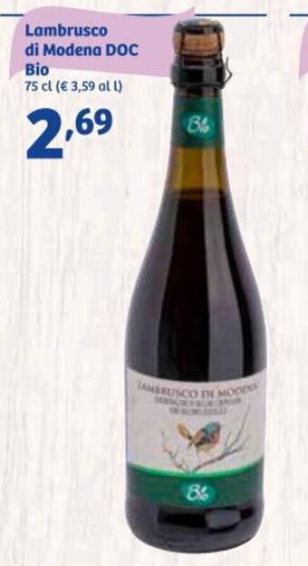 In'S Mercato Lambrusco di Modena DOC Bio 75 cl offerta