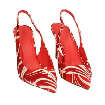 Slingback rosse in raso, tacco 10 cm