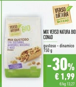 Conad Conad - Mix Gustoso Uva Sultanina, Mandorle, Nocciole E Noci Biologico Verso Natura 150 G(ml) offerta