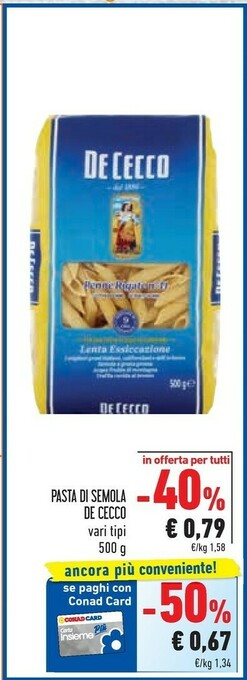 Conad De Cecco Pasta di semola offerta