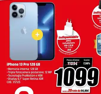 MediaWorld iPhone 13 Pro 128 GB offerta