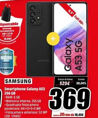 MediaWorld Samsung Smartphone Galaxy A53 256 GB offerta