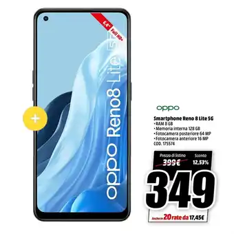 MediaWorld Oppo Smartphone Reno 8 Lite 5G offerta