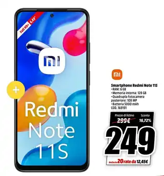 MediaWorld Smartphone Redmi Note 11S offerta