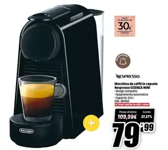 MediaWorld Nespresso Macchina da caffè in capsule Nespresso Essenza Mini offerta