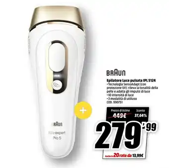 MediaWorld Braun Epilatore Luce pulsata IPL 5124 offerta