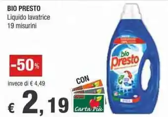 Crai Bio Presto Liquido lavatrice 19 misurini offerta
