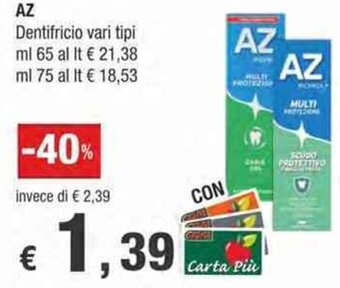 Crai AZ Dentifricio vari tipi ml 65 offerta
