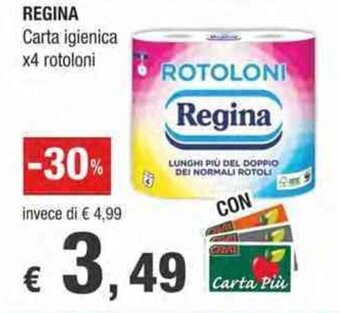 Crai Regina Carta igienica x4 rotoloni offerta