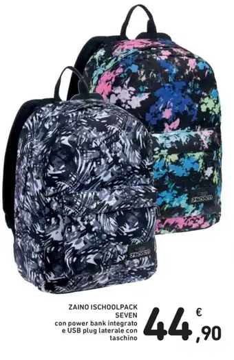 Conad Seven Zaino Ischoolpack con power bank integrato e USB plug laterale con taschino offerta