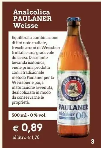 Galassia Paulaner Analcolica Weisse offerta