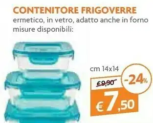 Galassia Contenitore Frigoverre Ermetico, In Vetro, Adatto Anche In Forno Misure Disponibili Cm 14x14 offerta
