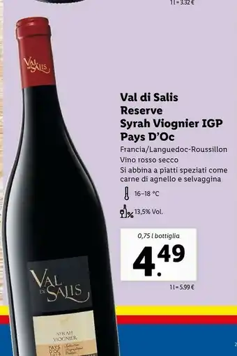 Salis Val Di Syrah Voignier IGP 750 Ml