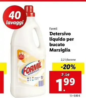 Lidl Formil Detersivo Liquido Per Bucato Marsiglia offerta