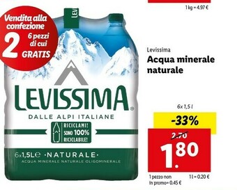 Lidl Levissima Acqua Minerale Naturale offerta