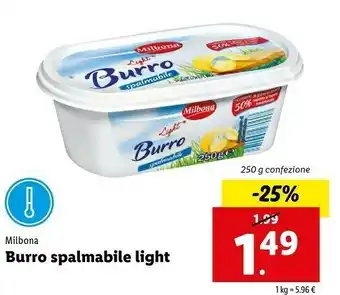 Lidl Milbona Burro Spalmabile Light offerta