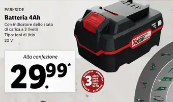 Lidl Parkside Batteria 4Ah 20 V offerta
