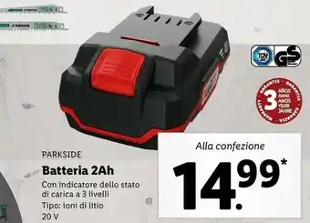 Lidl Parkside Batteria 2Ah 20 V offerta