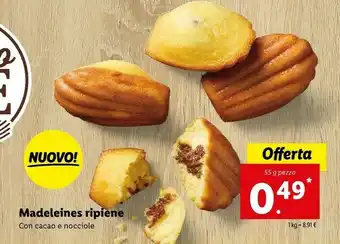 Lidl Madeleines Ripiene Con Cacao E Nocciole offerta