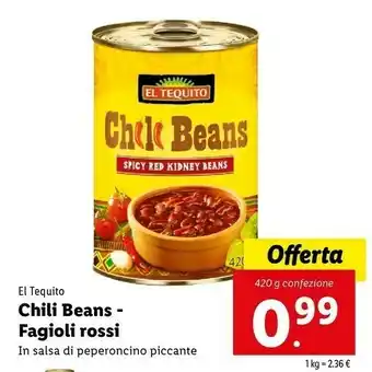 Lidl El tequito Chilli Beans 420 G(ml) offerta
