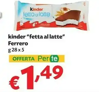 Pam Ferrero Kinder Fetta Al Latte 28 G(ml) offerta