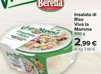Carrefour Beretta Insalata Di Riso Con Prosciutto Cotto, Tonno, Wurstel E Verdure Viva La Mamma 400 G(ml) offerta