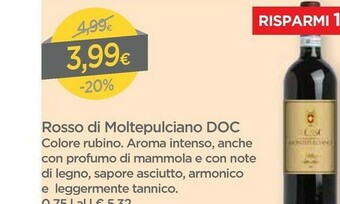 DPiù EGT - Rosso Di Montepulciano DOC 750 G(ml) offerta