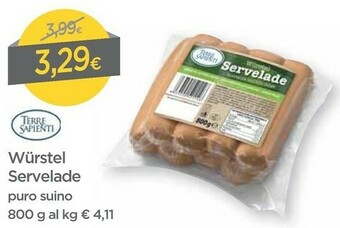 DPiù Wurstel Servelade Puro Suino offerta