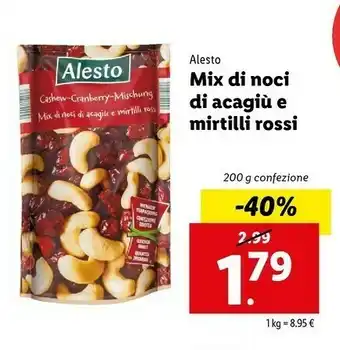 Lidl Alesto Mix Di Noci Acagiu E Mirtilli Rossi 200 G offerta