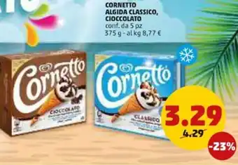 PENNY Algida Cornetto Classico, Cioccolato 5 pz 375 g offerta