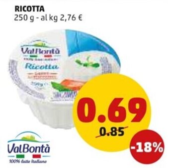 PENNY ValBontà Ricotta 250 g offerta