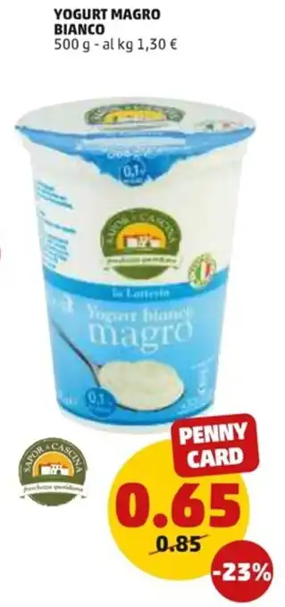 PENNY Sapor di Cascina Yogurt Magro Bianco 500 g offerta
