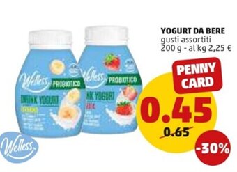 PENNY Welless Yogurt da Bere gusti assortiti 200 g offerta