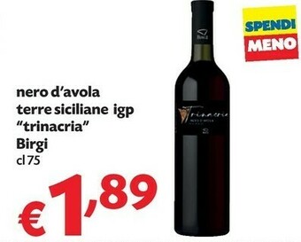 Pam Birgi Nero D'avola Terre Siciliane Igp Trinacria offerta