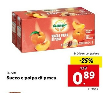 Lidl Solevita Succo E Polpa Di Pesca 1200 G(ml) offerta