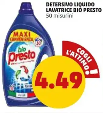 PENNY Bio Presto Detersivo Liquido Lavatrice 50 misurini offerta