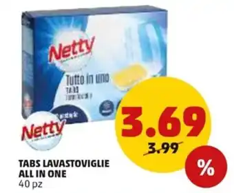 PENNY Netty Tabs Lavastoviglie All in One 40 pz offerta