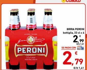Spazio Conad Birra peroni bottiglia 33 cl x 6 offerta
