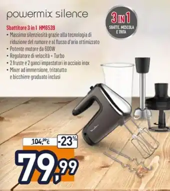 Unieuro Moulinex powermix silence Sbattitore 3 in 1 HM6539 offerta