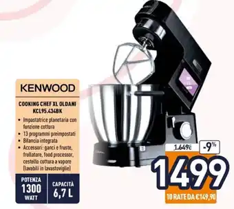 Unieuro Kenwood Cooking Chef XL Oldani KCL95.434BK offerta