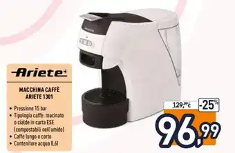Unieuro Ariete Macchina Caffè 1301 offerta