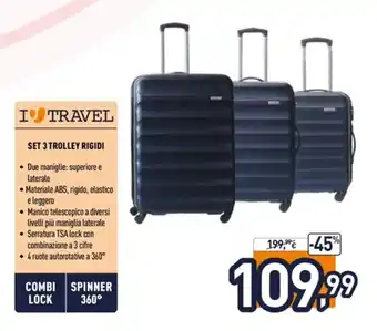 Unieuro I Love Travel Set 3 Trolley Rigidi offerta