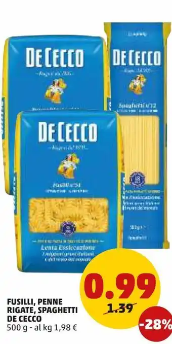 PENNY Fusilli, penne rigate, spaghetti de cecco offerta