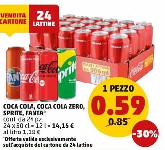 PENNY Coca cola, coca cola zero, sprite, fanta offerta
