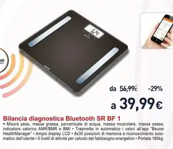 Unieuro Beurer Bilancia diagnostica Bluetooth SR BF 1 offerta