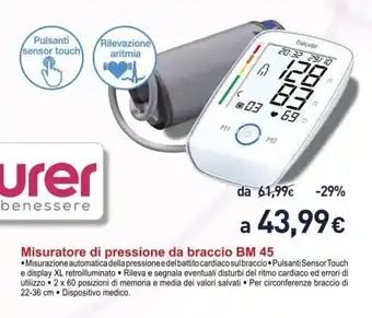 Unieuro Beurer Misuratore di pressione da braccio BM 45 offerta