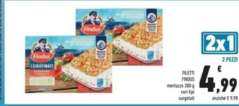 Conad Findus Filetti Gratinati Di Merluzzo D'Alaska Integrali 380 G(ml) offerta